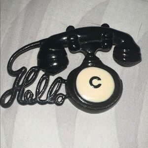 Vintage Style Black Telephone brooch